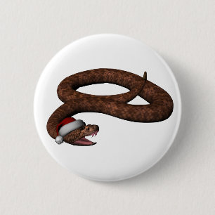 Rattlesnake With Santa Hat 6 Cm Round Badge