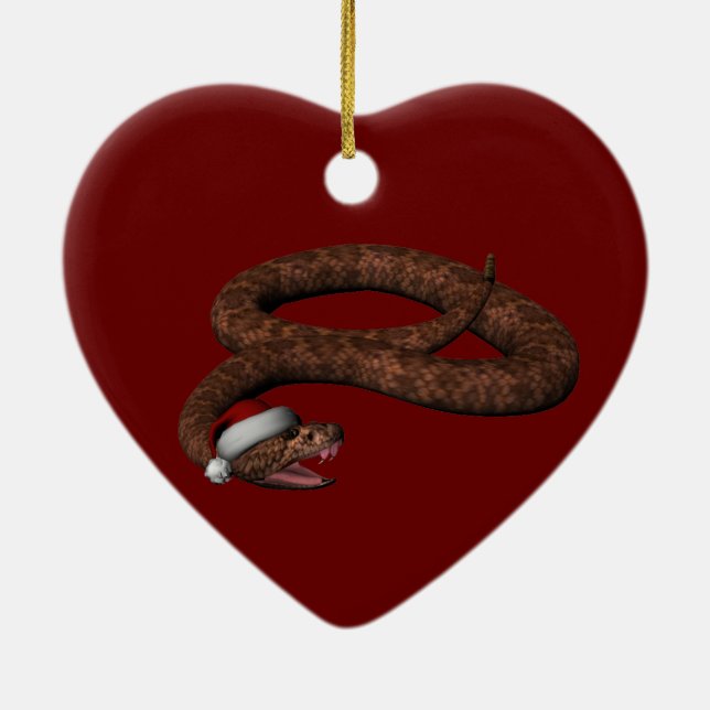 Rattlesnake With Santa Hat Ceramic Tree Decoration (Back)