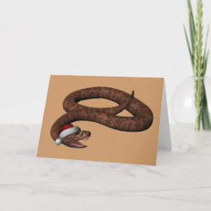 Rattlesnake With Santa Hat Holiday Card