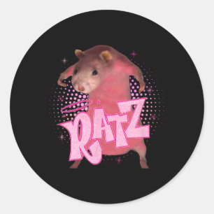 Ratz Fun Pink Mouse Rat Meme Men Women Halloween C Classic Round Sticker