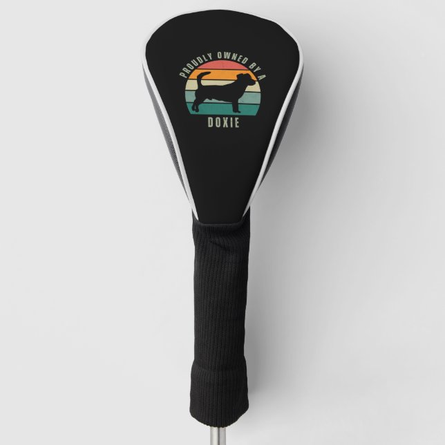 Rauhhaar Dackel Owned Retro Sunset Golf Head Cover (Front)