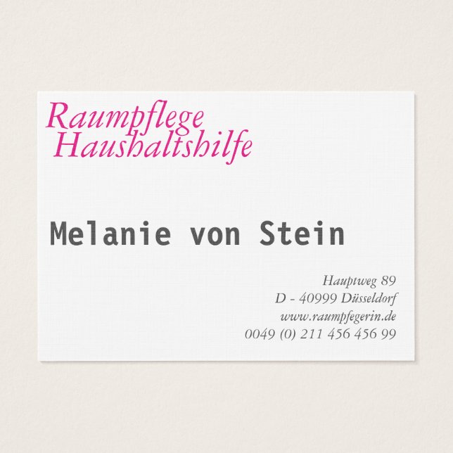 Raumpflege Visitenkarten (Back)