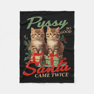 Raunchy Christmas Cat Naughty Funny Gag Prank Humo Fleece Blanket