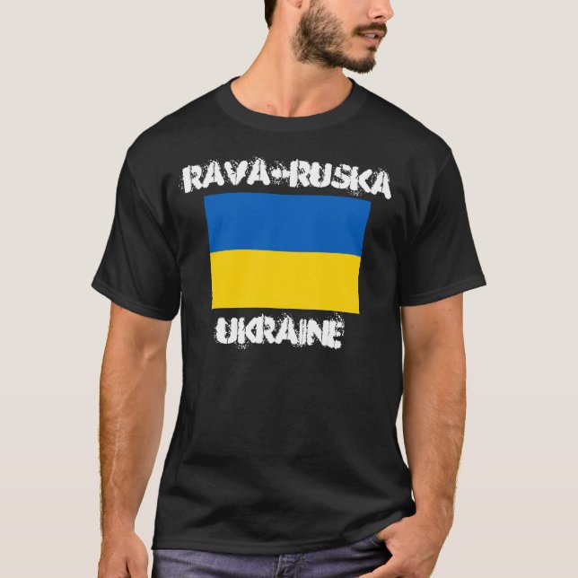 Rava-Ruska, Ukraine with Ukrainian Coat of Arms T-Shirt (Front)