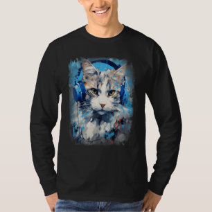 Rave EDM Ragamuffin Cat Headphone T-Shirt