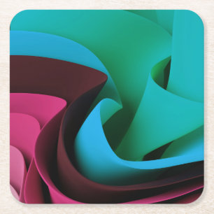 Rave Flow Movement Design Square Paper Coaster