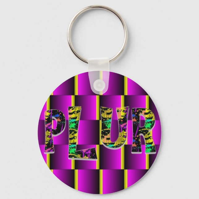 Rave Paint Splash PLUR Key Ring (Front)