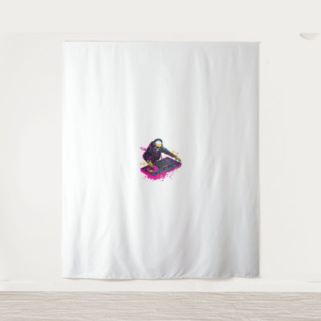 Rave Skull – EDM Party Skeleton DJ Tapestry (Front)