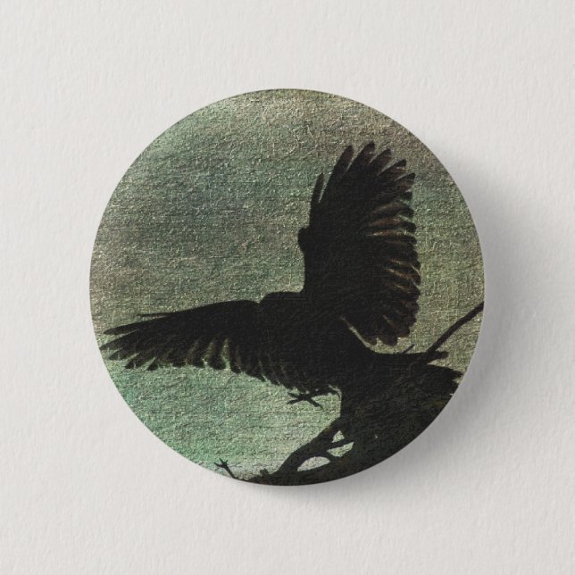 Raven 6 Cm Round Badge (Front)