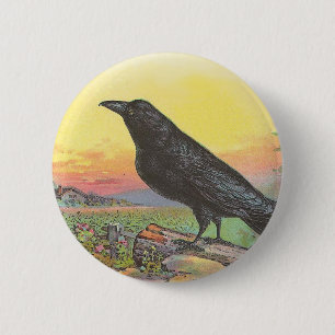 Raven 6 Cm Round Badge