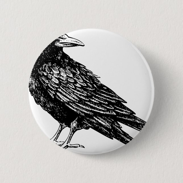 Raven 6 Cm Round Badge (Front)