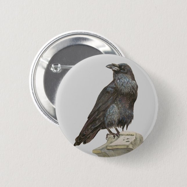 Raven 6 Cm Round Badge (Front & Back)