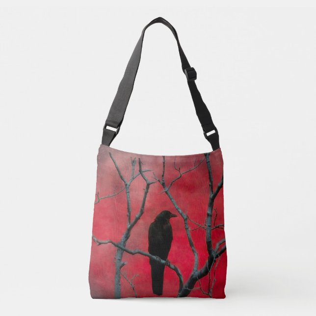 Raven And A Velvet Red Sky Crossbody Bag (Front)