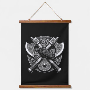 Raven and Axes – Norse Warrior Shield Wall Art