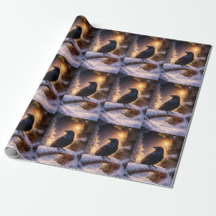 Raven and Crystal Candles Winter Mystical Solstice Wrapping Paper