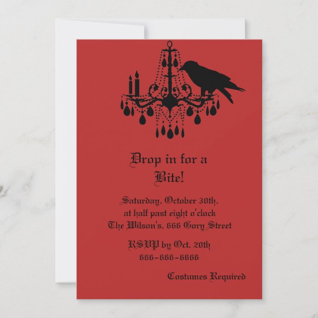 Raven and Damask Halloween Invitation (Front)
