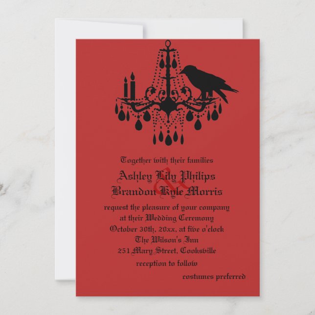 Raven and Damask Wedding Invitation (Front)