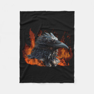 Raven and Flames Fantasy Design Fleece Blanket