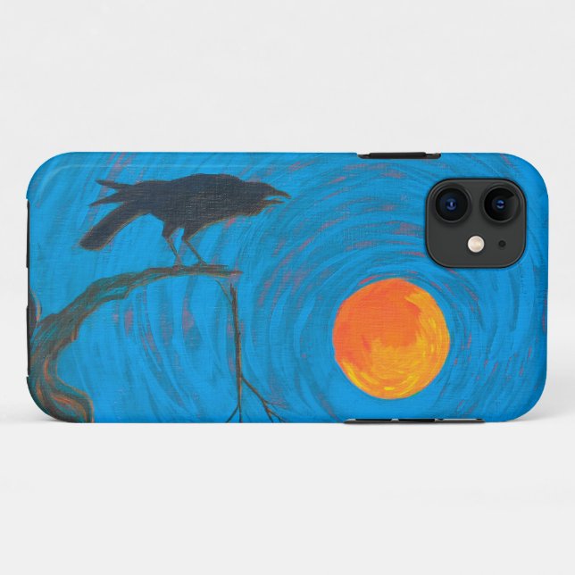 Raven and Full Moon Case-Mate iPhone Case (Back (Horizontal))