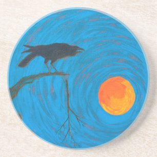 Raven and Full Moon Coaster