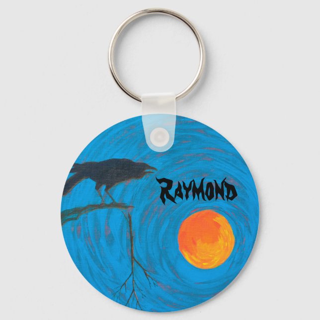 Raven and Full Moon Key Ring (Front)