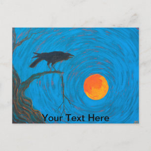 Raven and Full Moon Postcard