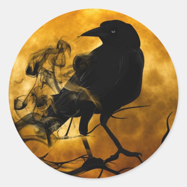 Raven and harvest moon fall classic round sticker (Front)