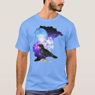 Raven and Night Moon Blackbird Ornithology  T-Shirt