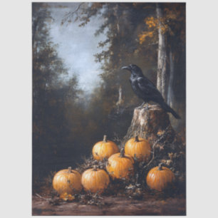 Raven and Pumpkins Decoupage Tissue Paper