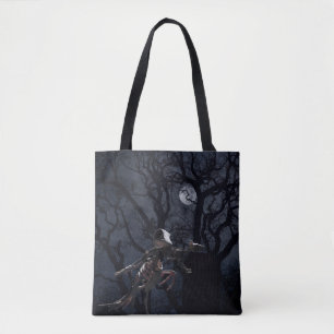 Raven and Rat Skeleton in Moonlight Tote Bag