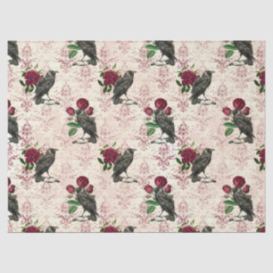 Raven and Roses Damask Decoupage Tissue Paper