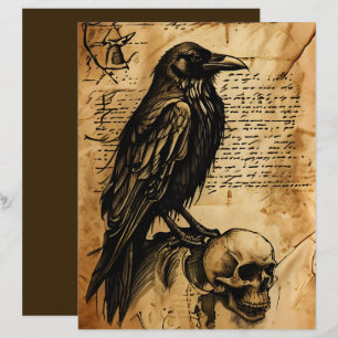 Raven and Skull Junk Journal Page Scrapbook Paper