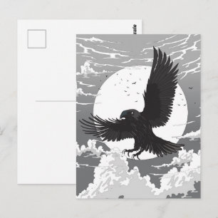 Raven And The Moon Postcard