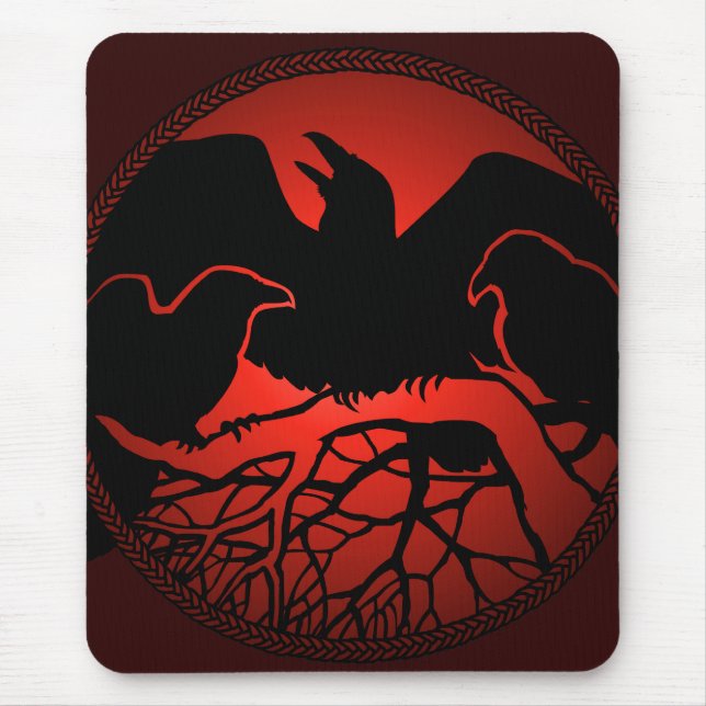 Raven Art Mouspads Cool Crow Art Computer Gifts Mouse Pad (Front)