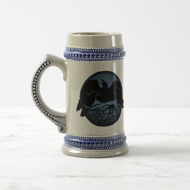 Raven Art Mug Wild Bird Beer Mug Raven Stein (Left)