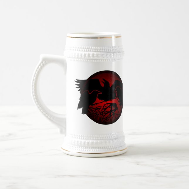 Raven Art Mug Wild Bird Beer Mug Raven Stein (Left)