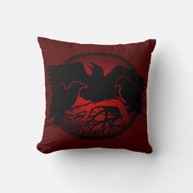 Raven Art Pillow Native Spirit Animal Raven Pillow (Front)