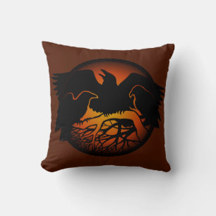 Raven Art Pillow Native Spirit Animal Raven Pillow