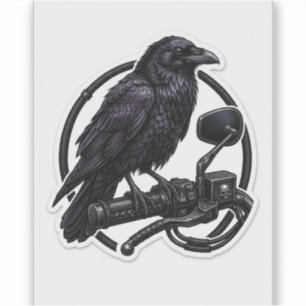 Raven Biker Sticker — Gothic Motorcycle Handlebar 