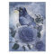 Raven Bird Blue Rose Whimsical Decoupage