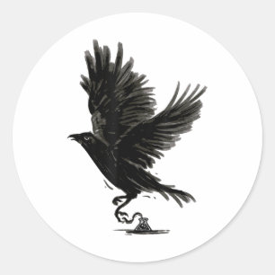 Raven Bird Crow Tattoo _1  Classic Round Sticker
