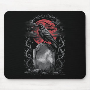 Raven Bird Gothic Raven Art Cemetery Fantasy Mouse Pad