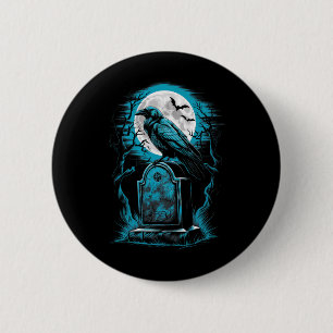 Raven Bird Gothic Spooky Graveyard 6 Cm Round Badge