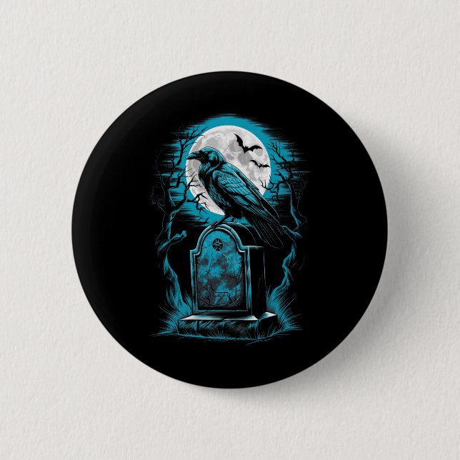 Raven Bird Gothic Spooky Graveyard  6 Cm Round Badge (Front)
