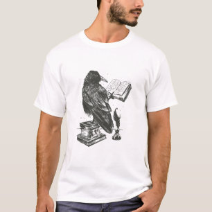 Raven bird reading book T-Shirt