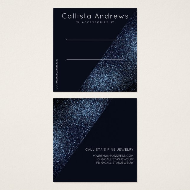 Raven Black Glitter Geo Heart Hair Clip Display (Front & Back)