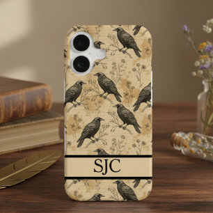 Raven & Botanical Phone Case – Vintage Style