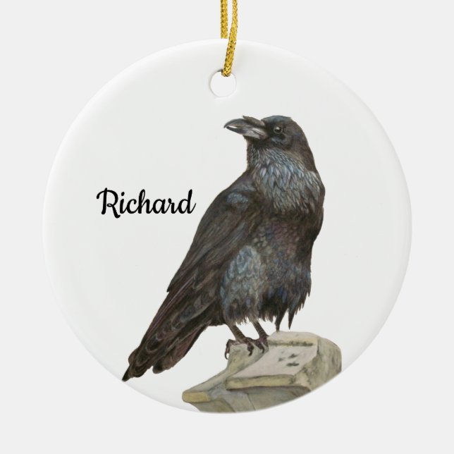 Raven Ceramic Tree Decoration (Front)