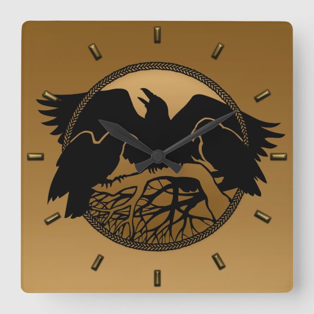 Raven Clock Native Raven Art Wall Clock Bird Gift (Front)