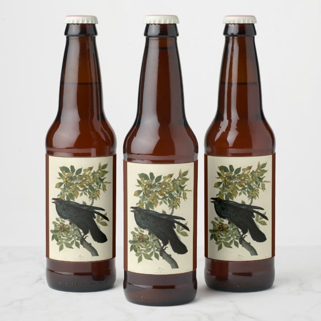Raven (Common Raven) from Audubon Birds of America Beer Bottle Label (Bottles)